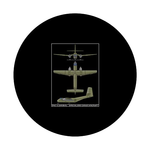 DHC-4 Caribou Cargo Aircraft Diagram PopSockets Swappable PopGrip, Black - Image 3