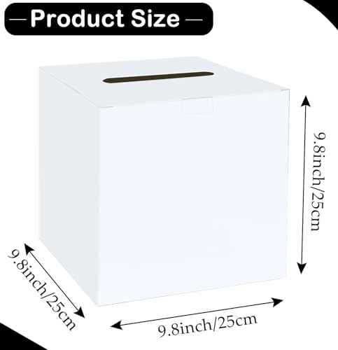 Image of SietDESEO White Card Box for Party Large Gift Card Box Holder 9.8 inch x 9.8 inch Money Cards Box Diy Card Box for Wedding Reception Baby Shower Birthday Cards Box Holder