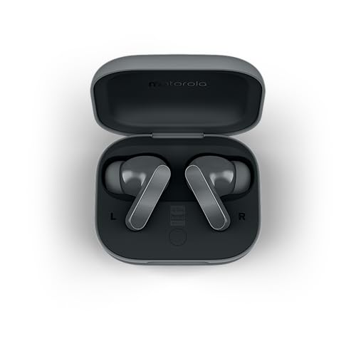 Image of Motorola Moto Buds Bass (Grey, TWS) | LDAC Hi-Res Sound | 12.4mm Drivers, 50 dB True ANC | 6-Mic Clear Calls | 41H Battery | IPX4 | BT 5.3 | Voice Assistant Support | Comfortable All-Day Fit