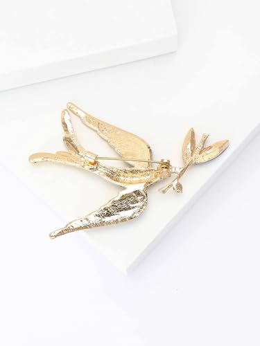Image of Fashionable Peace Dove Brooch for Women Ukrainian Wheat Ear Brooch Dress Suit Pin Accessories
