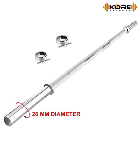 Image of Kore 6 Feet Plain Bar with Two Locks for Weightlifting, Powerlifting and Crossfit & Kore RW PVC Plate-20KG (10 KG X 2) Weight Plate, Black