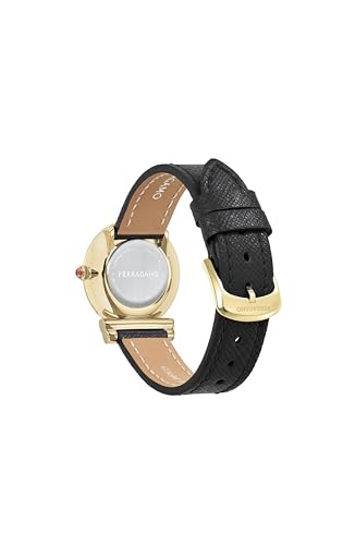 Ferragamo Gancini Collection Luxury Womens Watch Timepieces with a Black Strap and Dial Featuring a Gold Case3