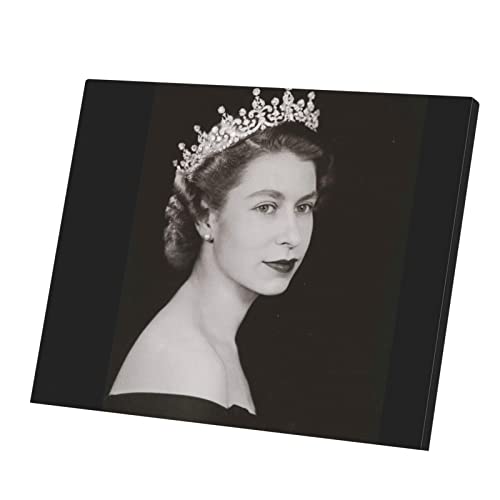 Poster Queen Elisabeth II portrait ancien sur toile imprimée premium 76 x 60 cm