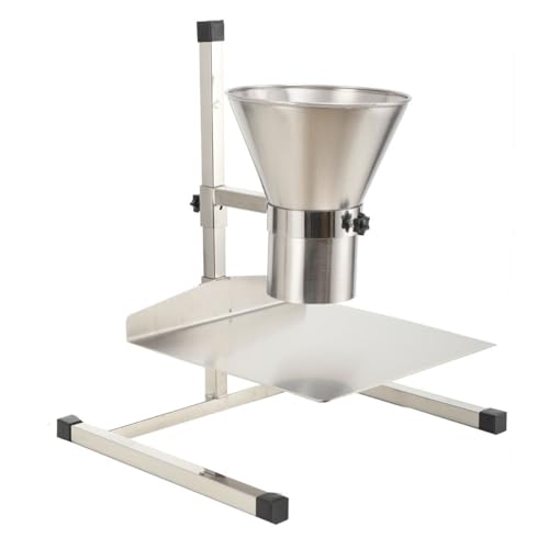TABODD 4in Stainless Steel Feeding Hopper with Support Stand, Manual Filling Package Funnel Food Grade Kitchen Feeding Hopper Packaging Funnel with Lifting Platform for Powder, Paste, Liquid Granule