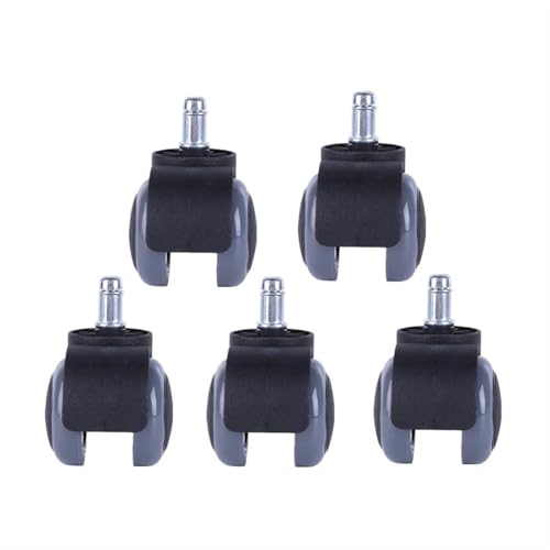 Roulettes de meuble 11mm grises en lot de 5 pour chaises et bureaux