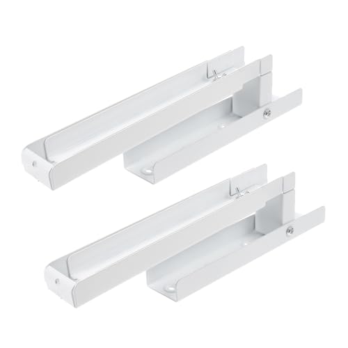 BAZEITFLOW 2 Piezas Soporte Microondas Plegable de Acero Resistente con Brazo Extensible Estante de Pared para Cocina Juego de Unidades Blancas Ahorro de Espacio y Fácil Instalación