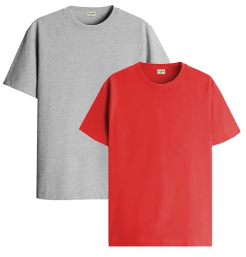 Image of ADRO Men's Cotton Regular Fit Combo Plain Solid T-Shirt Pack of 2