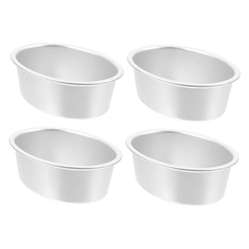 Cabilock 4Pcs Oval Cheesecake Pan Aluminum Alloy Baking Mold with Non Stick Surface for Effortless Cheesecakes for Birthdays and Anniversaries