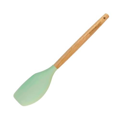 Fackelmann Ocean Espátula de Cocina Universal, Espátula de Silicona con Núcleo Rígido de Acero, Mango Antideslizante de Madera con Certificado FSC, 31x6 cm, Verde Agua, 1 ud.