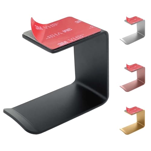 Mt.Jun Aluminum Under-Desk Headphone Hook, with Strong Adhesive VHB Tape, Holds 5 lbs (Black)