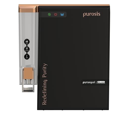 Image of PUROAQUA Plus Matt black | water purifier for home with water saving Technology | RO+ALK | 14 Ltr capacity | Suitable For Borewell,Municipal Water.