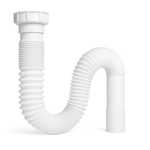 Siphon lavabo universel 32/40 mm réglable et extensible – siphon évier cuisine – syphon salle de bain – compatible baignoire – adaptateur inclus