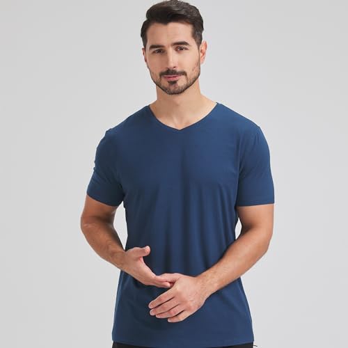 netdraw Men's Ultra-Soft V-Neck Bamboo Viscose Cotton T-Shirt, Moisture-Wicking Cooling Comfy Athletic Casual Tees4