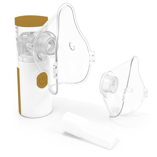 #rémunéré #Amazon<br>Inhalateur nasal Nebulisateur portable avec 2 masques et embout buccal Inhalateur nez pour adultes et enfants adapté à la maison et aux voyages（Marron）