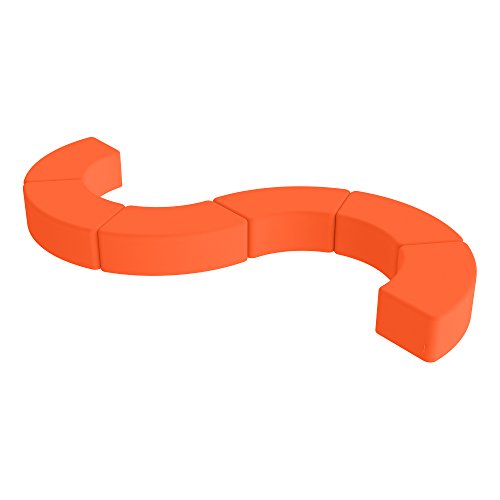 Image of Sprogs 12 inch H Structured S-Curve Stool -Flexible Modular Collaborative Soft Seating for Office, Home, Lounge and School Classrooms with Durable Frame -Orange