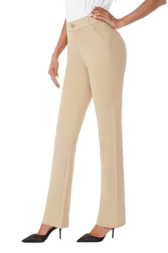 iChosy Women's Ease into Comfort Barely Bootcut Stretch Dress Pants Khaki 12 Tall