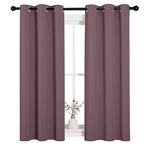 Image of NICETOWN Window Curtain Panels, Dry Rose, 1 Pair, 34 by 54-inch, Thermal Insulated Solid Grommet Blackout Draperies /Drapes for Basement