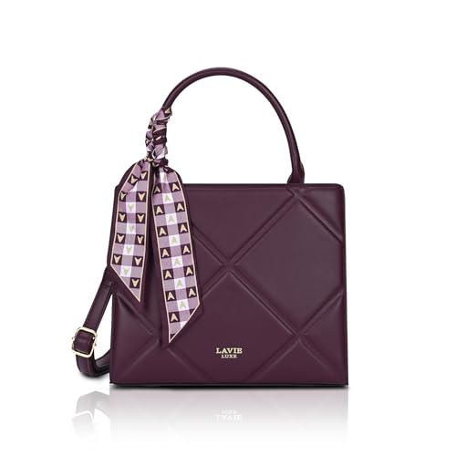 Image of Lavie Luxe Women's Quare25 Medium Debossed Satchel Handbag for Women | Satchel Bag for Work | Ladies purse | Stylish Shoulder Bag | Gift for Women