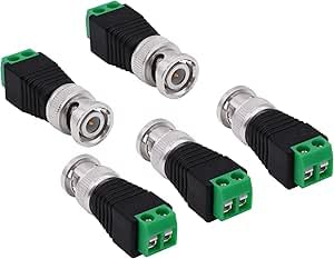 CVNRCLP Conector BNC sin soldadura, tornillo de bloque de conexión, adaptador de vídeo de 2 pines, conector balun para cámara de vigilancia CCTV, DVR, TV, vídeo, 5 unidades (BNC)