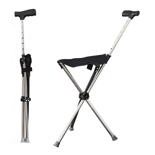 YFFSFDC 折りたたみ椅子 ステッキチェア 椅子つき杖 伸縮 軽量 コンパクトチェア アウトドア 携帯便利 旅行 遠足 休憩 アウトドア キャンプ 釣り 介護 滑り止め軽量折りたたみ式ハイキングステッキシート付き観戦 釣り 福祉用具 介護用品 敬老の日 高齢者支援 ロングバージョンです