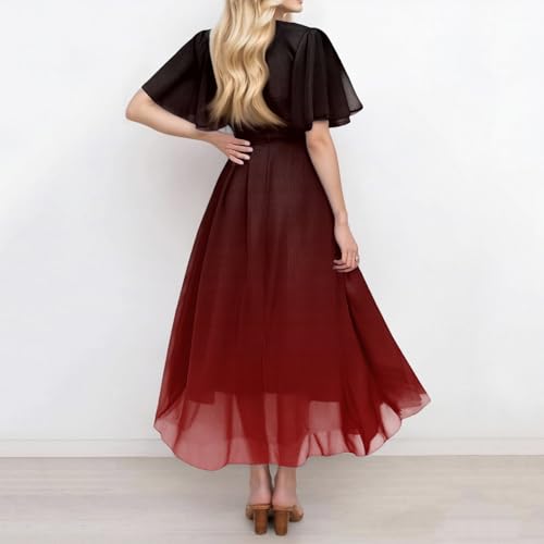 Spring Summer Chiffon Midi Dresses for Women 2025 Elegant Classy Wedding Guest Floral Formal Cocktail Prom Dress