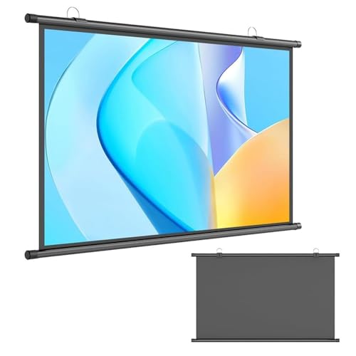 Pantalla proyector manual 72 pulg 16:9 para cine en casa miniatura 1