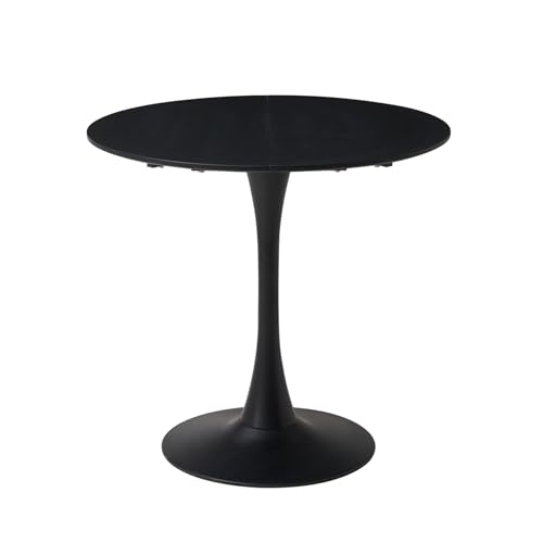 Grandca Home Mesa De Comedor Redonda Moderna Negra De 80 Cm Con Pedestal Con Diseño De Tulipán, Mesa De Ocio De Mediados De Siglo Para Cocina, Comedor Y Sala De Estar Grandca Home Mesa De Comedor Redonda Moderna Negra De 80 Cm Con Pedestal Con Diseño De Tulipán, Mesa De Ocio De Mediados De Siglo Para Cocina, Comedor Y Sala De Estar
