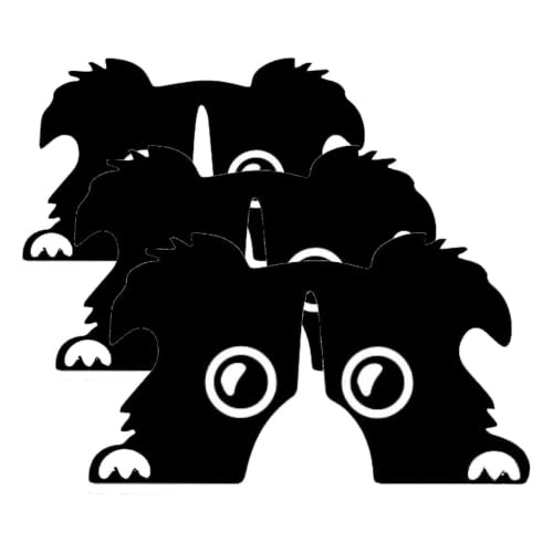 Image of Peeking Dog Decal, Vinyl Face Sticker for Car Window, Black and White Adhesive Pet Decal, 1 PC (Pack of 3)