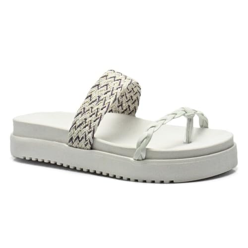 Sandália Papete Tressê Feminina Birken Com Tiras Trançadas Plataforma Macia 901-GG (Branco, 37)