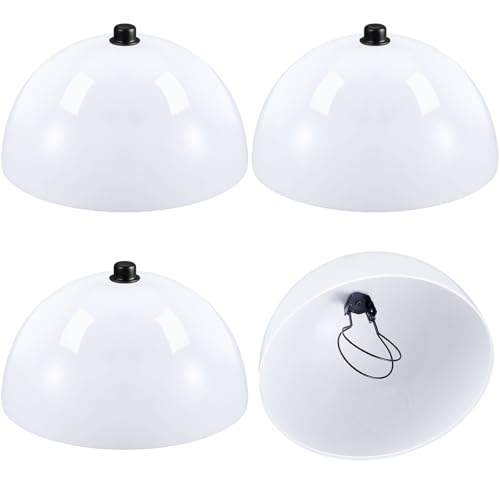 Image of Marsui 4 Pcs Clip on Dome Lamp Shade for A-type Bulb, 7 5 /8 inch Diameter x 4 1 /10 inch Height Ceiling Shade, Soft Glow Easy Clean Light Cover for Basement Hallway (Classic,Black Clip)