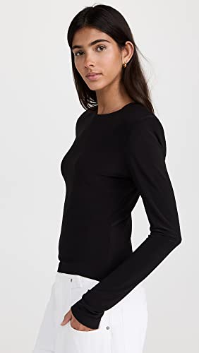 Norma Kamali Women's Shoulder Pad Long Sleeve Crew Top4