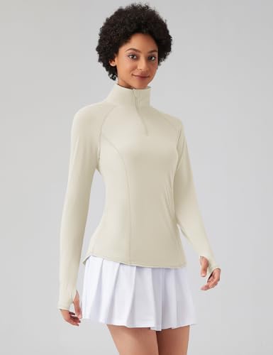 Image of LOMON Women Long Sleeve Shirts Sun Protection 1 /4 Zip Summer Quick Dry Hiking Shirts Quarter Zip Pullover for Women