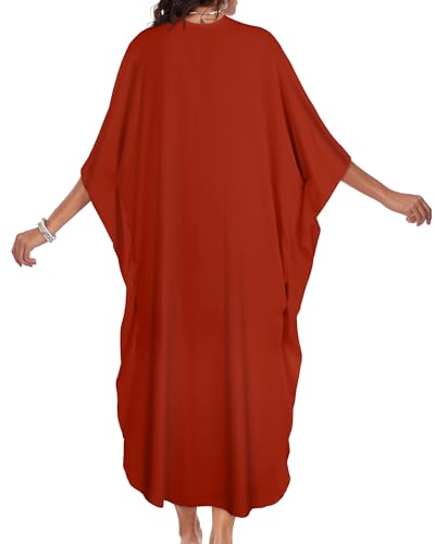 Image of Kaftan Dresses for Women V Neck Caftans Batwing Sleeve Beach Cover Ups | JILUVIN Plus Size Long Floral Print Dress, Loose Fit Maxi Casual Moomoo, Lounge House Mumu Nightgown Summer Vocation 2026