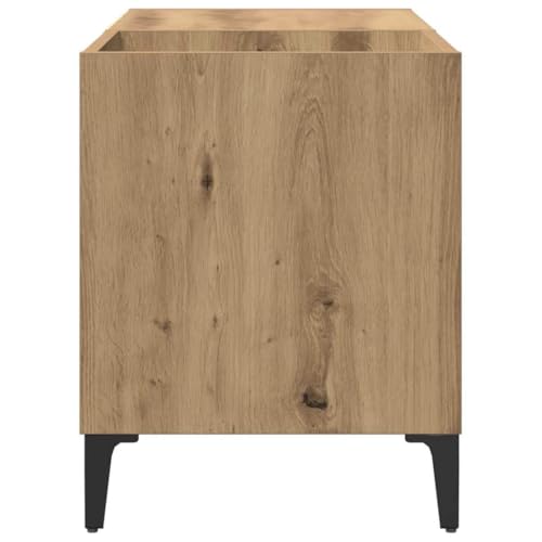 Mueble para vinilos y tocadiscos Artisan-Roble de madera con patas de metal 4