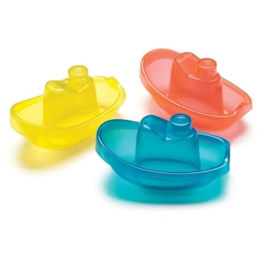 Playgro Barquitos Flotantes, 3 piezas, Sin BPA, Desde los 6 Meses, Bright Baby Boats, Azul/Rojo/Amarillo, 40146 (0183454)