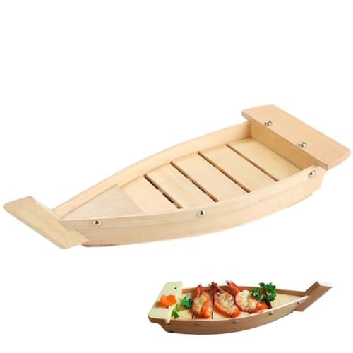Wudaizhi Bandeja Grande de Madera en Forma de Barco para Servir Sushi, Plato japonés de Sashimi, Herramienta para mariscos de la Cocina Japonesa, Ideal para Restaurante o para casa.