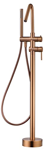 IMEX - Grifo bañera exenta - Monomando Baño-Ducha A Suelo - Griferia baño - grifo para tina de baño - SERIE CORCEGA Oro Rosa Cepillado - BBECO1/ORC