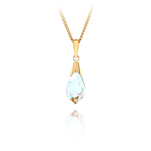 Collana a goccia in oro giallo 9 kt, con cristalli...