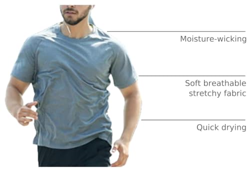 Image of Workout Shirts for Men Short Sleeve Quick Dry Gym T Shirt | Moisture Wicking, Lightweight, Breathable, Athletic, Active, Running, Casual, Multipack