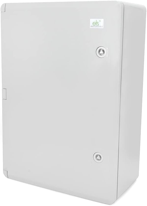 ELS Elektrotechnika Industrial Cabinet IP65 Galvanised Mounting Plate Locking Door with All-Round Seal Wall Housing Empty Housing ABS Plastic Empty Cabinet 350 x 500 x 200