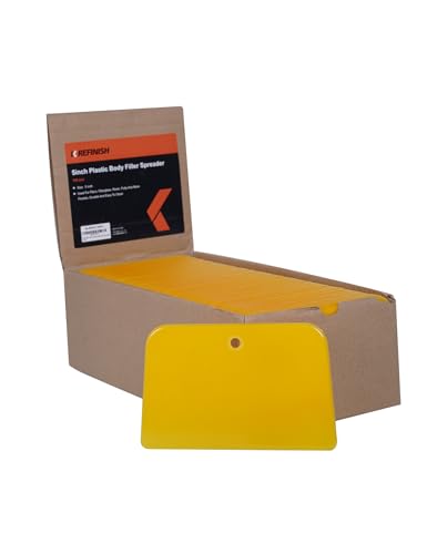 Image of KREFINISH Body Filler Spreaders (Pack of 100) - 5 inch Yellow Reusable Plastic Spreader for Automotive Fillers, Putties, Glazes, Caulks and Paint