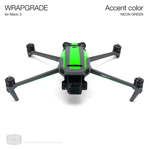 Image of WRAPGRADE Partial Skin Stickers for DJI Mavic 3 / Mavic 3 Classic Accent Color (NEON GREEN)