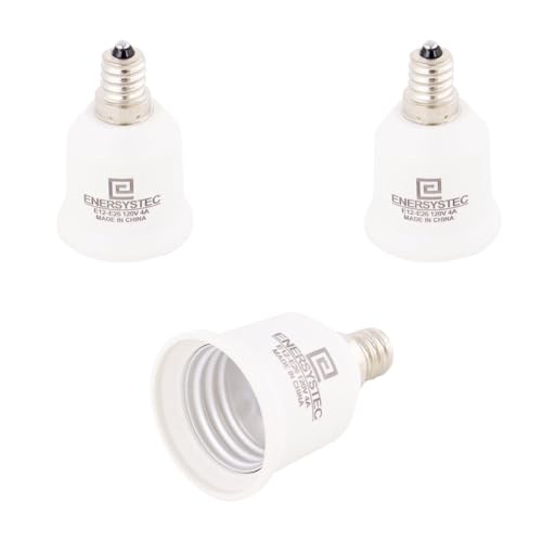 E ENERSYSTEC E12 to E26 Converter Chandelier Light Socket to Medium Adapter Candelabra to Screw in E26 Socket Converter Bulb Base Adapter E12 to Regular A19 LED Light Bulb Base 3 Pack