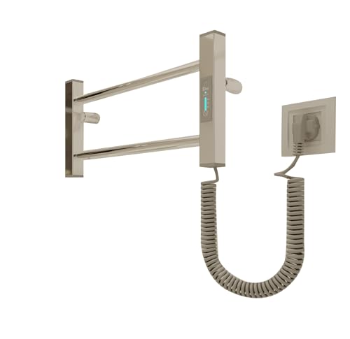 Elna - Toallero eléctrico de 35 W – 205 x 530 mm – Acero inoxidable cromado – Mini radiador con temporizador y termostato – IP44 – Regalo compacto para nuevos hogares y hogares modernos