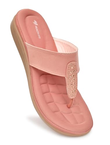 Image of HEALTH FIT EXTRA SOFT Women's Comfortable Memory Foam Doctor Slippers /Flip-Flops|Fashionable Casual & Stylish|Lightweight & Breathable|Outdoor Synthetic Casual Chappals Sandals Ladies & Girls HF23
