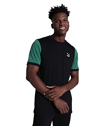 Image of Puma Men's Color Block Regular Fit T-Shirt (62323656 Black-Vine