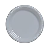 Creative Converting Touch of Color 20 Count Plastic Lunch Plates, Shimmering Silver