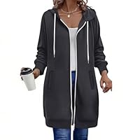 Generico Felpa con Cappuccio Donna,Felpa Donna Classico Medio Lungo Hoodie Casuale Felpe Autunno Invernale Cardigan Outwear Tops a Maniche Lunghe Pullover