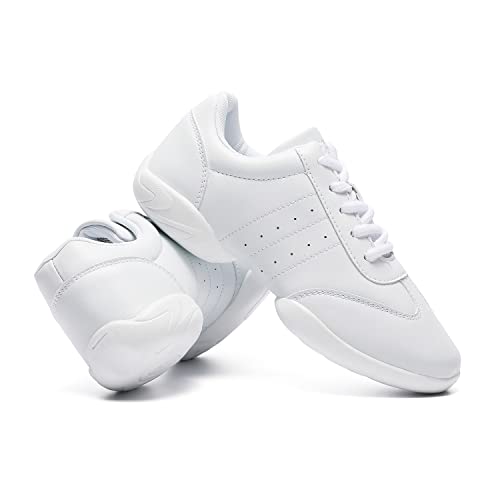 Image of Cheer Shoes Girls White Dance Shoes Youth Cheerleading Sports Training Athletic Comfortable Shoes Flats Girl