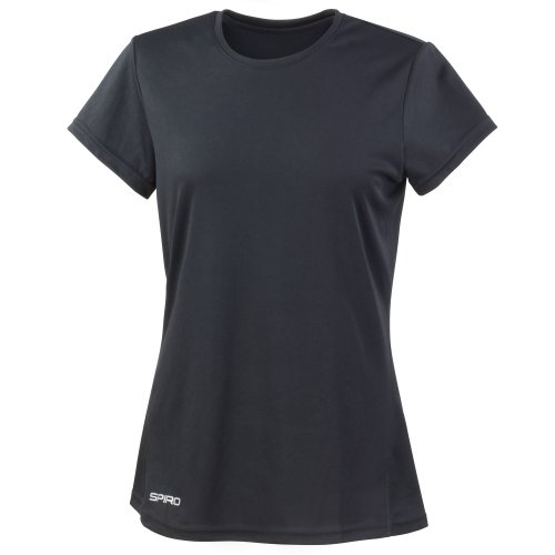 Spiro- Camiseta de Deporte de Manga Corta y Secado rápido para Chica/Mujer (Extra Grande (XL)) (Negro)